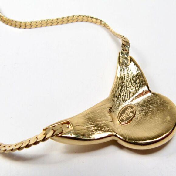 RARE VINTAGE SIGNED TRIFARI ENAMELED 16" NECKLACE NWT NOS EXCELLENT CONDITION - Picture 7 of 9